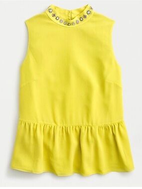 J. Crew Bright Yellow Sleeveless Jewel-Neck Peplum Top